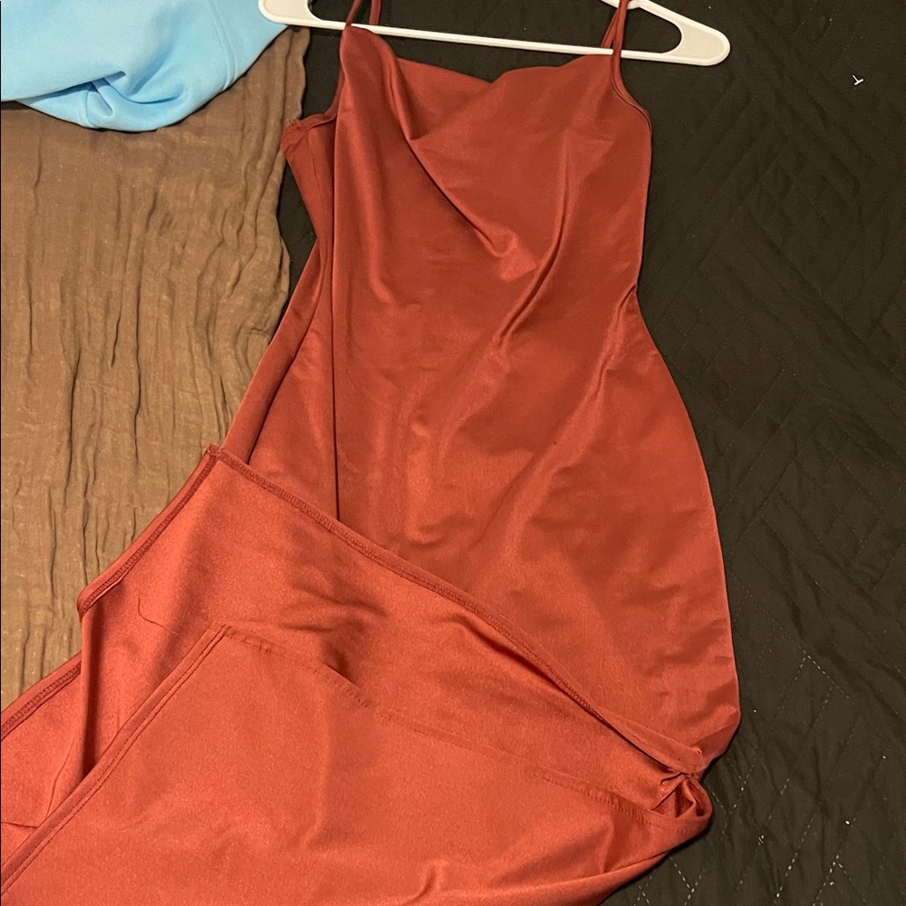 Elegant Asymmetrical Copper Dress